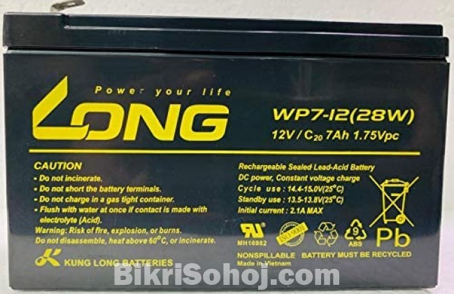 New 12v 7.2ah Long (Lead-Acid) UPS Battery